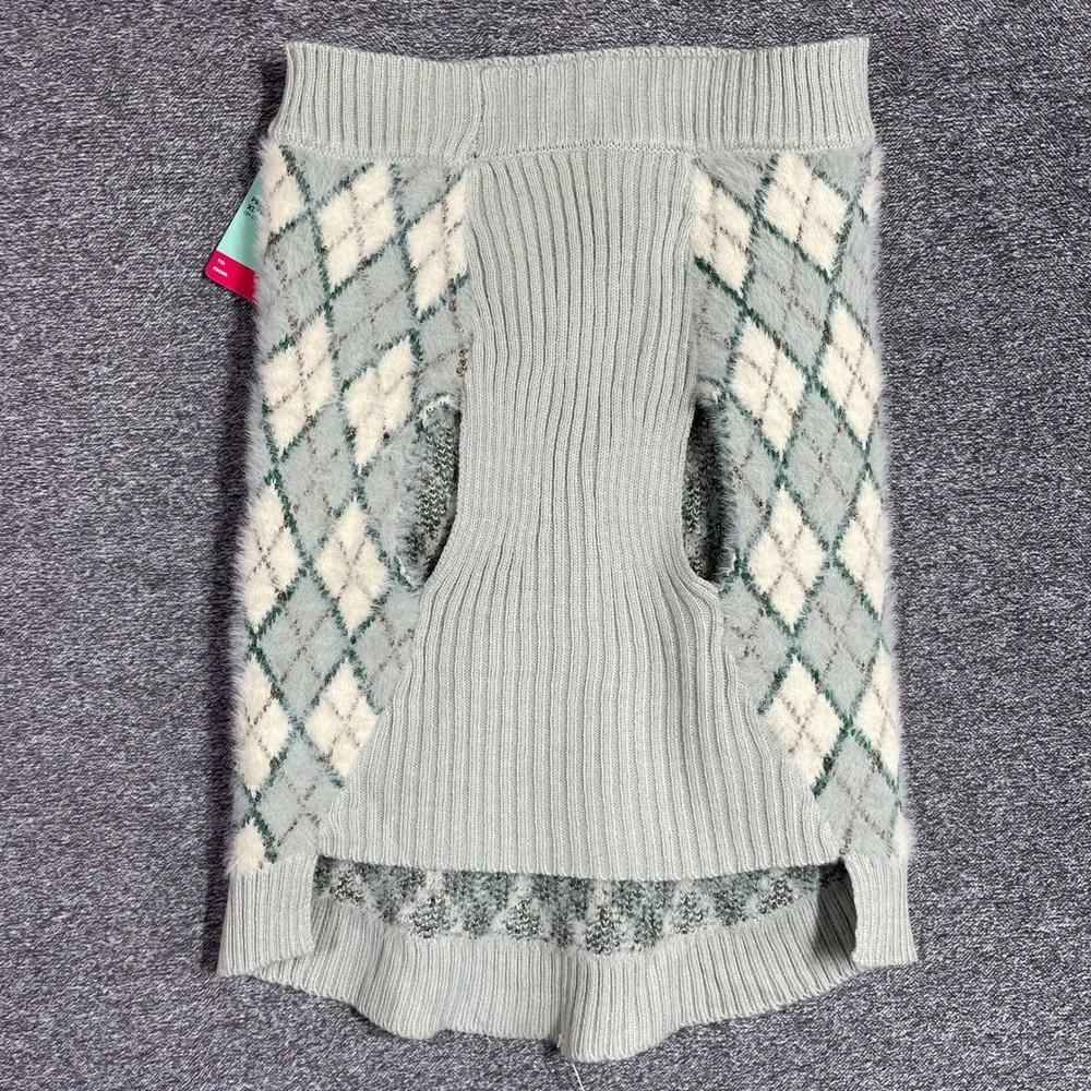 Merry Makings Petco Mint Argyle Dog Sweater XL Holiday Metallic Knit HLDY-MINT